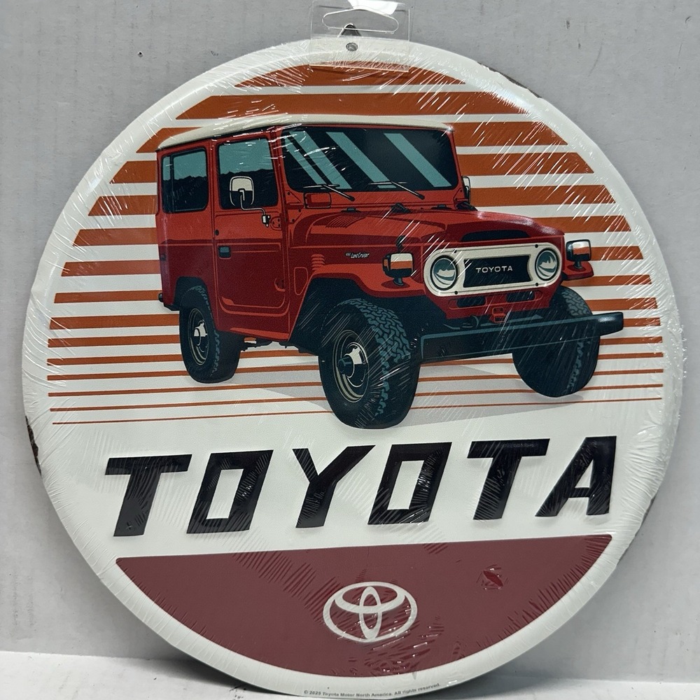 Vintage Toyota Land Cruiser Sign Motors Man Cave Porcelain Style Metal Sign